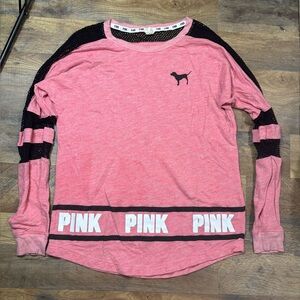 PINK Victoria's Secret Long Sleeve Tee - Pink and Black
